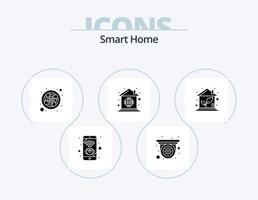 slim huis glyph icoon pak 5 icoon ontwerp. eco huis. microchip. uitlaat. huis. spaander vector
