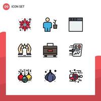 9 creatief pictogrammen modern tekens en symbolen van koffer ster app motivatie zorg bewerkbare vector ontwerp elementen