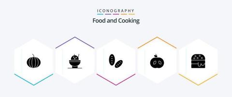 voedsel 25 glyph icoon pak inclusief . voedsel. vector
