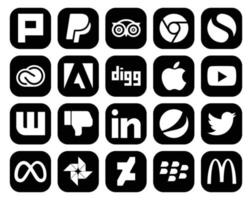 20 sociaal media icoon pak inclusief pepsi afkeer Adobe wattpad youtube vector