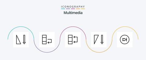 multimedia lijn 5 icoon pak inclusief . multimediaal. tafel. naar voren. pijl vector