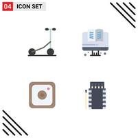 pictogram reeks van 4 gemakkelijk vlak pictogrammen van scooter wedstrijden online instagram brand bewerkbare vector ontwerp elementen