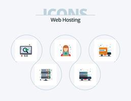 web hosting vlak icoon pak 5 icoon ontwerp. hosten. technisch. web server. steun. zoeken vector