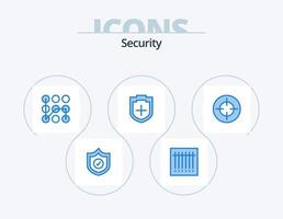 veiligheid blauw icoon pak 5 icoon ontwerp. doelwit. focus. zeker. dradenkruis. veiligheid vector