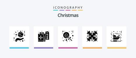 Kerstmis glyph 5 icoon pak inclusief de kerstman. kerstmis. kerstmis. koets. sneeuwvlok. creatief pictogrammen ontwerp vector