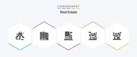 echt landgoed 25 lijn icoon pak inclusief echt landgoed. gebouw . echt . kantoor vector