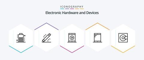 apparaten 25 lijn icoon pak inclusief elektronica. telefoon. bioscoop. apparaten. telefoon vector