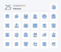 halloween 25 blauw kleur icoon pak inclusief geest. behekst. eng. halloween. vakantie vector
