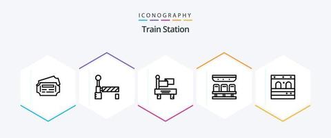 trein station 25 lijn icoon pak inclusief . trein. vervoer. garage. reizen vector