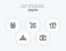 kaart pin lijn icoon pak 5 icoon ontwerp. . . palm. geduldig. ziekenhuis vector