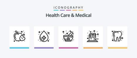 Gezondheid zorg en medisch lijn 5 icoon pak inclusief online. Gezondheid zorg. zorg. sirene. alarm. creatief pictogrammen ontwerp vector