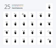hand- gebaren 25 solide glyph icoon pak inclusief hand. gebaar. links. vier. houden vector