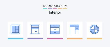 interieur blauw 5 icoon pak inclusief kantoor. meubilair. rollen. bureau. meubilair. creatief pictogrammen ontwerp vector