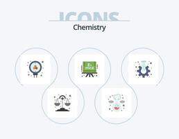 chemie vlak icoon pak 5 icoon ontwerp. . versnelling. wetenschap. fles. wetenschap vector