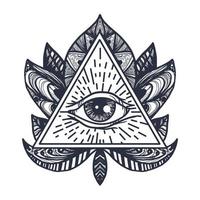 oog op lotus tattoo vector