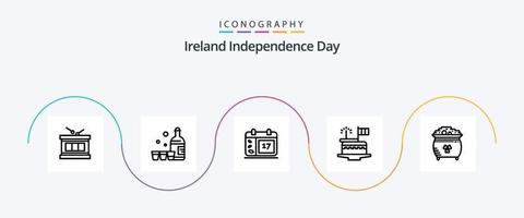 Ierland onafhankelijkheid dag lijn 5 icoon pak inclusief Klaver. festival. kalender. dag. taart vector