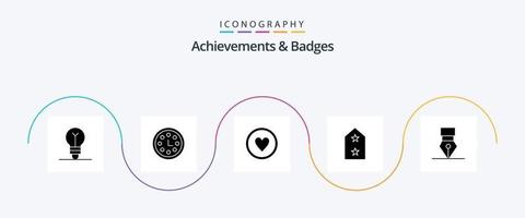 prestaties en badges glyph 5 icoon pak inclusief prijs. metaal. prestatie. medaille. leger vector