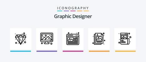 grafisch ontwerper lijn 5 icoon pak inclusief tekening hulpmiddelen. ontwerpen hulpmiddelen. ontwerpen. ontwerp productie. druppelaar. creatief pictogrammen ontwerp vector
