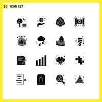 pak van 16 creatief solide glyphs van pot religie personeel partij Chanoeka bewerkbare vector ontwerp elementen