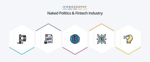 naakt politiek en FinTech industrie 25 gevulde lijn icoon pak inclusief massaverkoop. crowdfund. document. gedecentraliseerd. blockchain vector