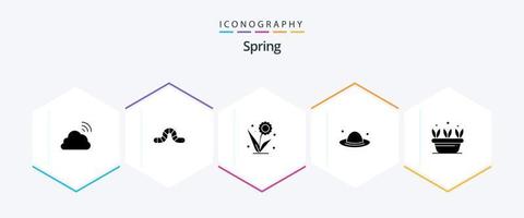 voorjaar 25 glyph icoon pak inclusief de lente. mode. pauropoda. kap. natuur vector