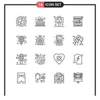 schets pak van 16 universeel symbolen van licht straat bord staan voedsel bewerkbare vector ontwerp elementen