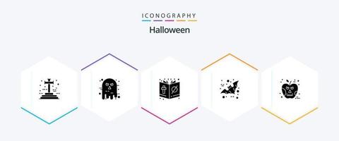 halloween 25 glyph icoon pak inclusief eng. vogel. eng. knuppel. halloween vector