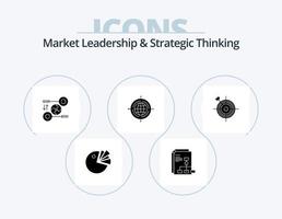 markt leiderschap en strategisch denken glyph icoon pak 5 icoon ontwerp. focus. doelwit. puzzel. focus. relevant vector