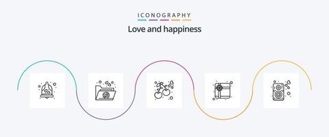 liefde lijn 5 icoon pak inclusief spreker. luid. BES. hart. geschenk vector