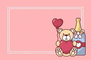 Valentijnsdag teddybeer met hart ballon vector ontwerp