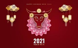 chinees nieuwjaar 2021 jaar van de os vector