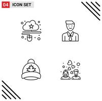 reeks van 4 modern ui pictogrammen symbolen tekens voor wolk selectie muis uitvoerend pet bewerkbare vector ontwerp elementen