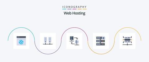 web hosting vlak 5 icoon pak inclusief netwerk. web. server hosten. server. delen vector