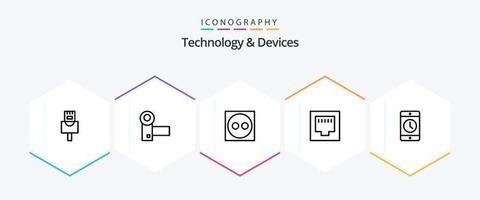 apparaten 25 lijn icoon pak inclusief smartphone. mobiel. elektrisch. apparaten. haven vector