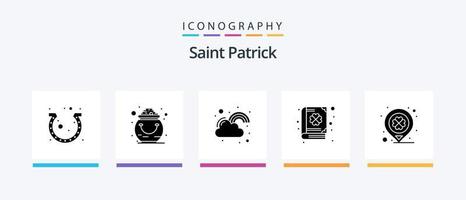 heilige Patrick glyph 5 icoon pak inclusief dag. boek. patrick. gelukkig. vreugde. creatief pictogrammen ontwerp vector