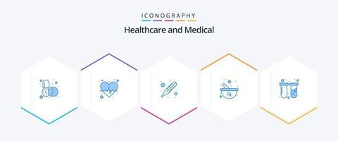 medisch 25 blauw icoon pak inclusief buizen. chemie. koorts. voorbereidingen treffen. kruiden vector