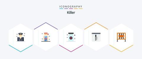 moordenaar 25 vlak icoon pak inclusief kruispunt. veiligheid. medicijn. mes. bewijs vector