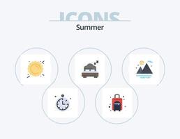 zomer vlak icoon pak 5 icoon ontwerp. . zomer. zon. bergen. strand vector