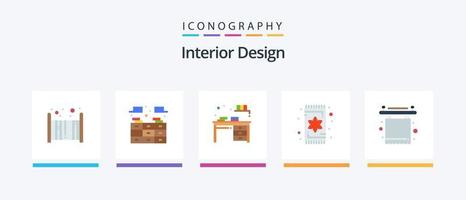 interieur ontwerp vlak 5 icoon pak inclusief badkamer. interieur. tafel. meubilair. versieren. creatief pictogrammen ontwerp vector