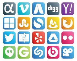 20 sociaal media icoon pak inclusief google rit vinder struikelen over tweet browser vector