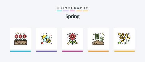 voorjaar lijn gevulde 5 icoon pak inclusief tekening. natuur. vogel. tulp. bloem. creatief pictogrammen ontwerp vector