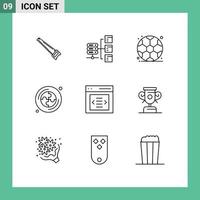 voorraad vector icoon pak van 9 lijn tekens en symbolen voor schuif communicatie sociaal puzzel CD bewerkbare vector ontwerp elementen