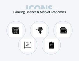 bank financiën en markt economie glyph icoon pak 5 icoon ontwerp. rekenmachine. berekenen. strategie. account. vector