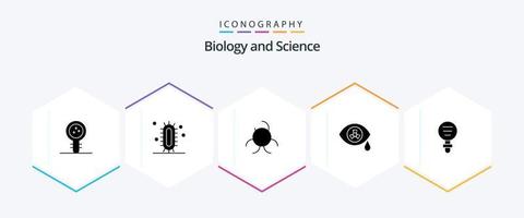 biologie 25 glyph icoon pak inclusief experiment. biologie. wetenschap. zombie. mutatie vector