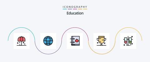 onderwijs lijn gevulde vlak 5 icoon pak inclusief medaille. prijs. wereldbol. prestatie. kennis vector