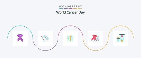 wereld kanker dag vlak 5 icoon pak inclusief Vleugels. vrijheid. pil. vlinder. kanker vector