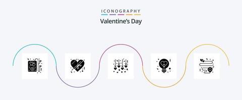 valentijnsdag dag glyph 5 icoon pak inclusief . plaats. huwelijksreis. hart. liefde vector