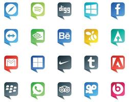 20 sociaal media toespraak bubbel stijl logo Leuk vinden Adobe Nike zien heerlijk e-mail vector