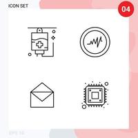 4 lijn concept voor websites mobiel en apps gezondheidszorg computer hart mail hardware bewerkbare vector ontwerp elementen