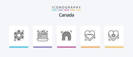 Canada lijn 5 icoon pak inclusief blad. camping. koud. brandend. avontuur. creatief pictogrammen ontwerp vector